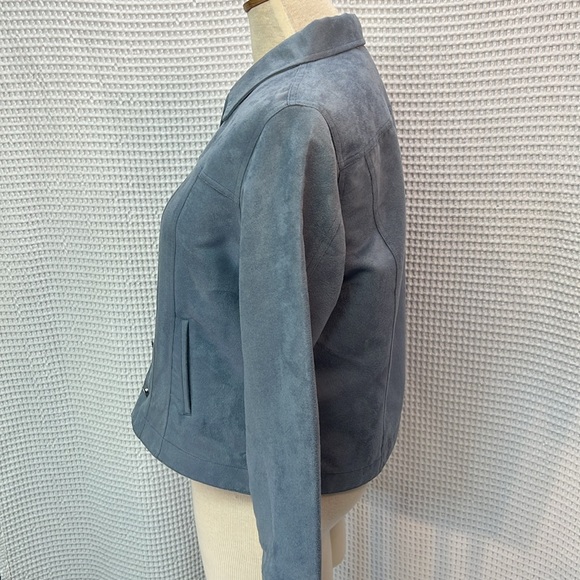 Lemon Grass Women's Size Large Unlined Faux Suede‎ Jacket. Pretty Blue. EUC. - Picture 4 of 7
